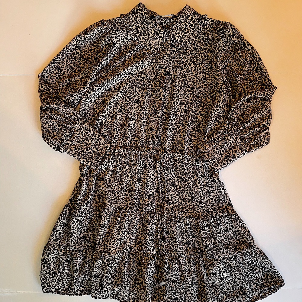 ZARA Black/Cream Floral Dress